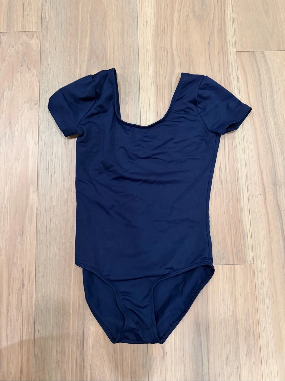 Girls Navy Short Sleeve One-Piece Leotard
